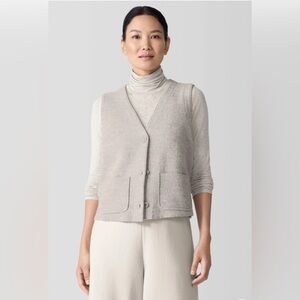 Eileen Fisher Lightweight Boiled Wool Vest in Regenerative Wool NWT XS